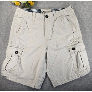 Y2K American Eagle Outfitters AEO Mens Cargo Shorts Cream Size 30 Classic Cotton